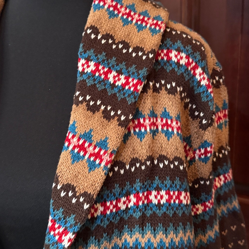 Chaps Ralph Lauren Vintage Fair Isle Shawl Cardigan Size L - Picture 12 of 16